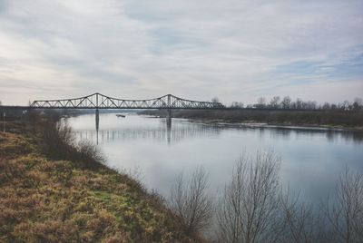 Bridge over lake against sky