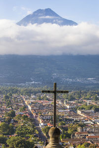 Hill of the cross, and volcano agua, guatemala.