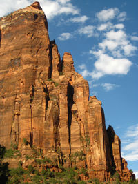 Low angle view of rock formations