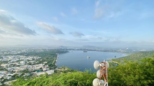 Scenic view of udaipur against the sky from karni mata temple