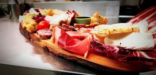 Close-up of breakfast on table