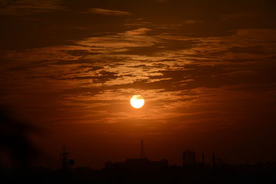 Scenic view of sunset over city