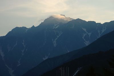 Scenic view of mountains against sky