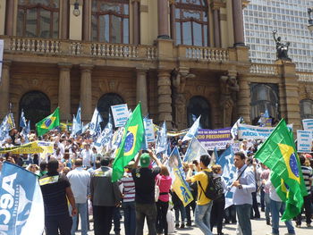 Crowd at market in city