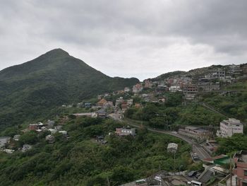 High angle view of townscape against sky