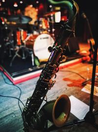 Close-up of piano on table