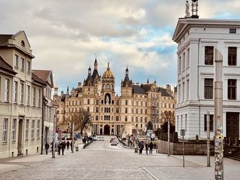 Low angle view of buildings in city