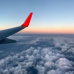Aerial view of cloudscape against sky during sunset