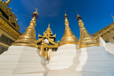 Low angle view of temple building against sky