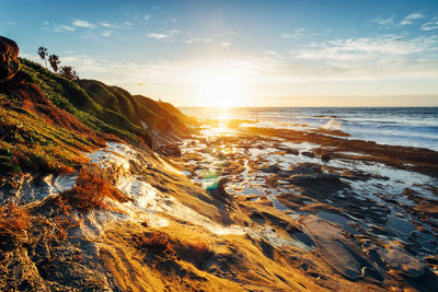 Scenic view of sea during sunset