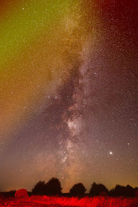 Scenic view of field against sky at night