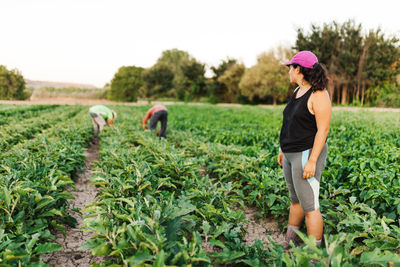 Woman working in farm