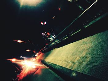 Light trails on road at night