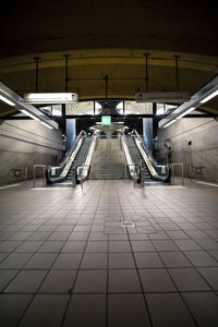 Escalator at empty subway station