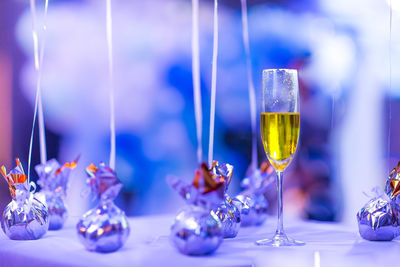 Close-up of wine glass on table