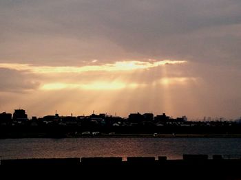 View of cityscape at sunset