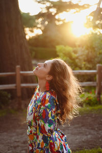 Woman looking at camera