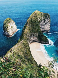 High angle view of rocks on beach