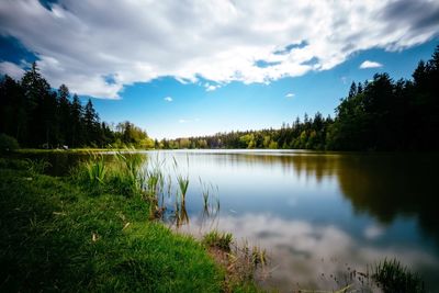 Scenic view of lake against sky