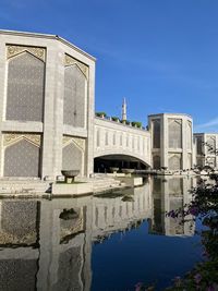 Reflection of buildings in lake