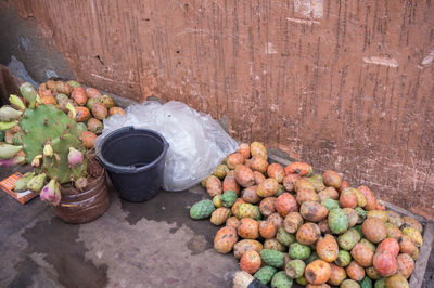 High angle view of fruits for sale in market