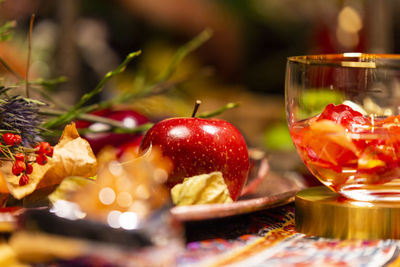 Close-up of fruits on table