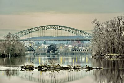 Bridge over river against sky