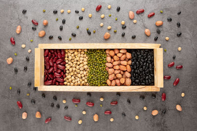 High angle view of fruits in container
