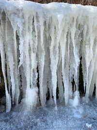 Frozen water in winter