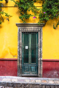 Closed door of building