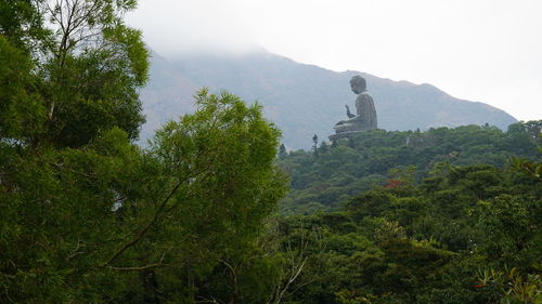 Statue on mountain against sky