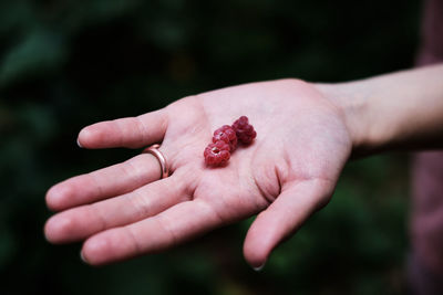 Close-up of person holding hand