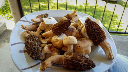 High angle view of food on table