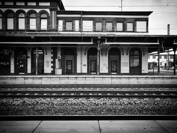 Empty railroad station platform