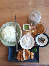 High angle view of food on table