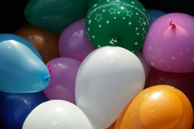High angle view of multi colored balloons