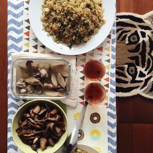 High angle view of food on table