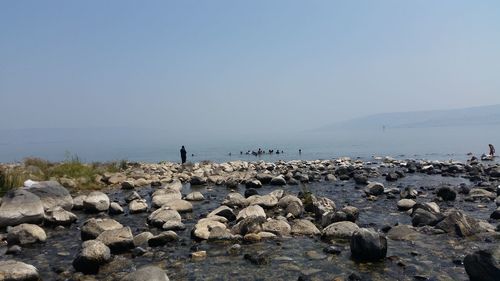 Scenic view of lake tiberias against sky