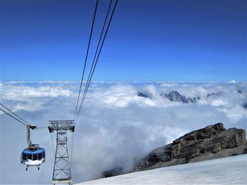 Low angle view of ski lift against sky