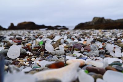 Close-up of stones on beach