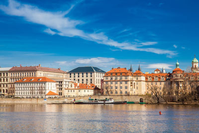 The beautiful old town of prague city and the vltava river