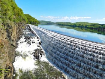 Scenic view of dam against sky