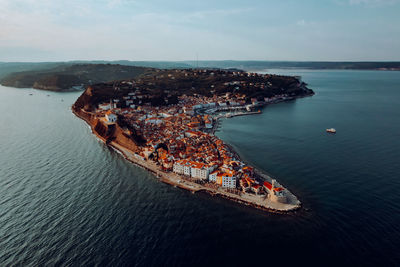 High angle view of sea against sky