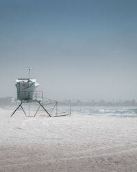 Scenic view of beach against clear sky