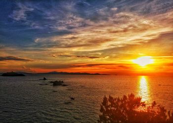 Scenic view of sea against sky during sunset