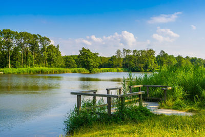 Scenic view of lake against sky