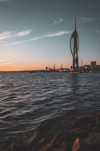 Scenic view of sea during sunset