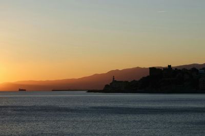 Scenic view of sea at sunset