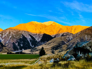 Landscape photo at sunset taken at castle hill of new zealand