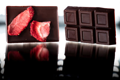 Close-up of chocolate cake on table